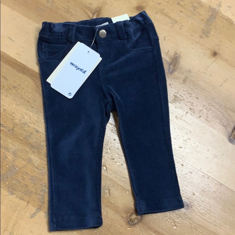 Baby girl navy soft faux corduroy pants